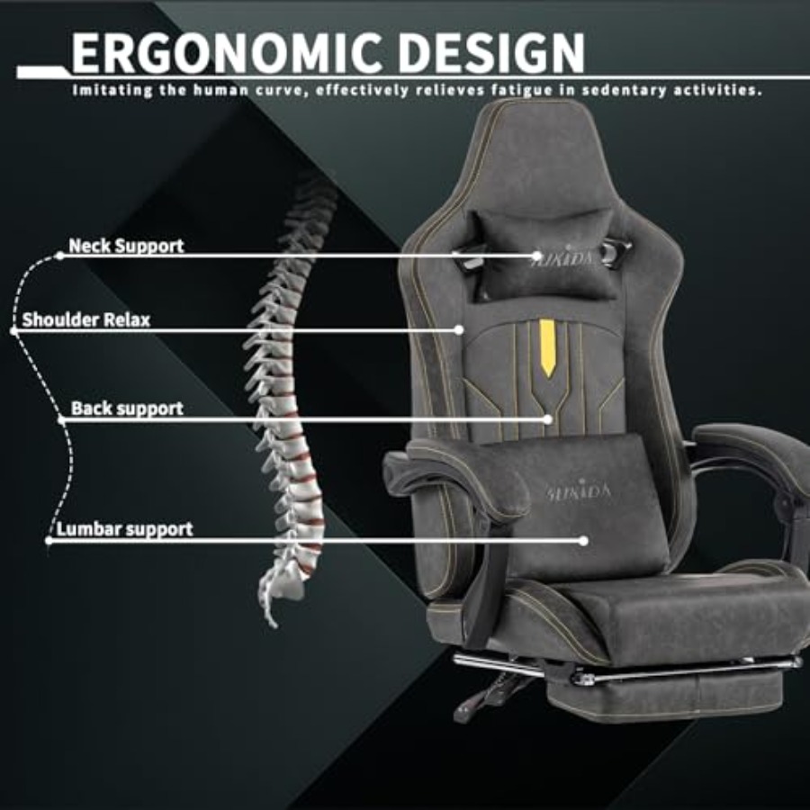 Gaming chair with footrest for - Massage recension och pris